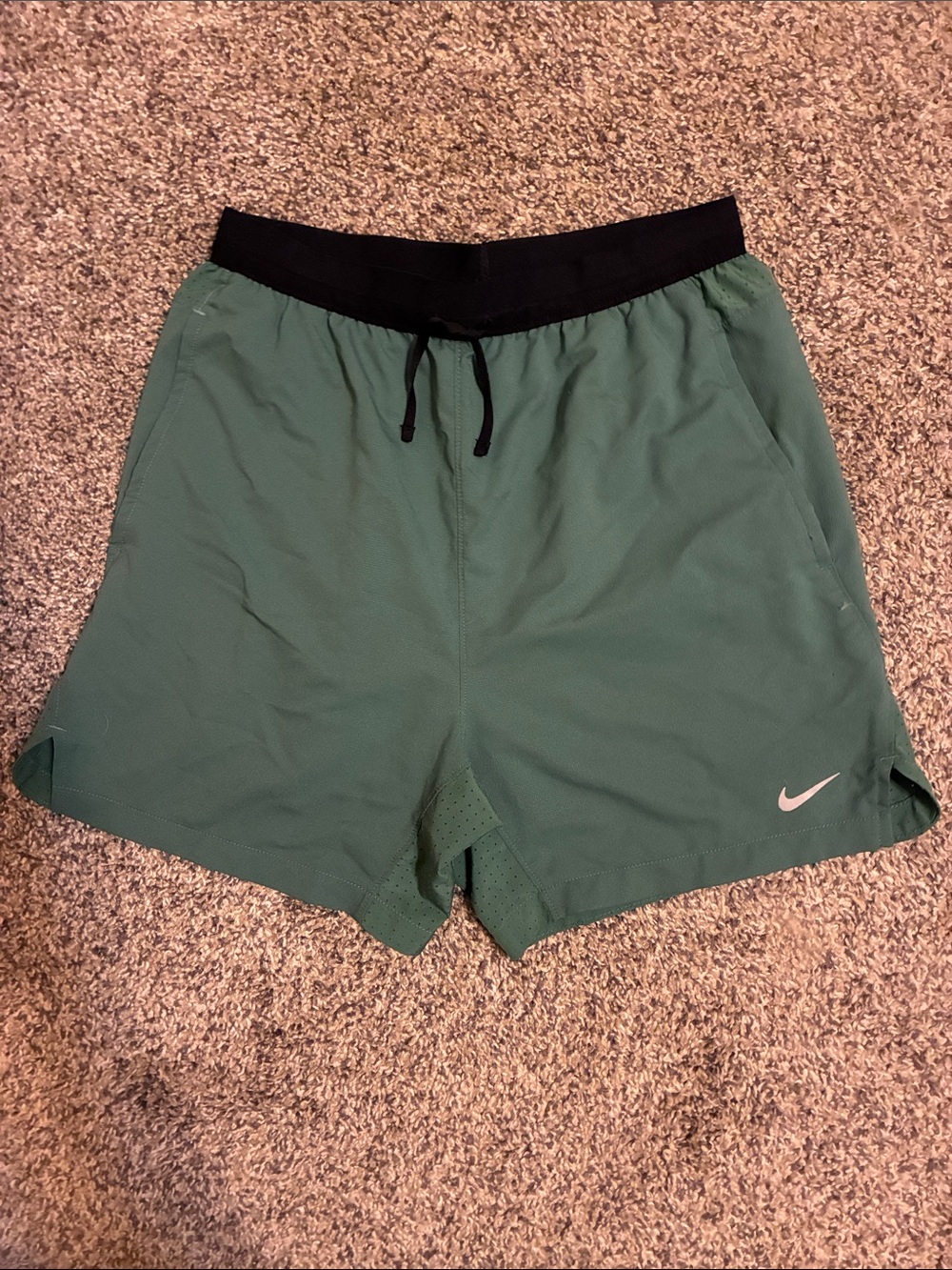Youth LG Nike DRI FIT Jade green shorts with black waistband